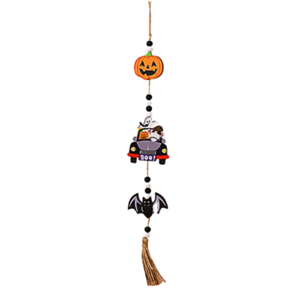With Tassels Halloween Wooden Beads Pendant Long Pumpkin Beads Pendant  Halloween Decor