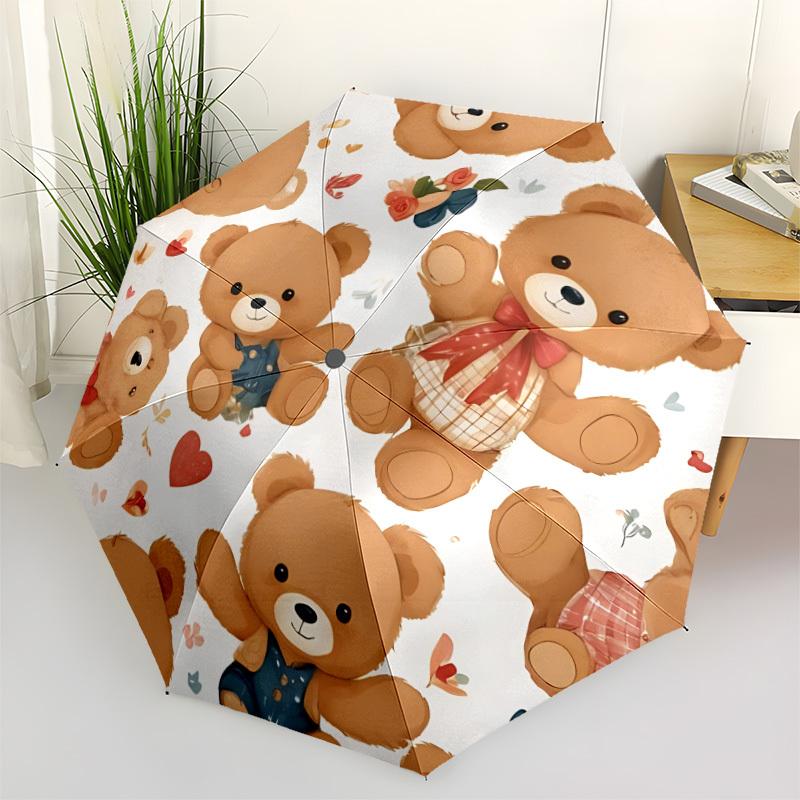 1pc Teddy Bears Automatic Umbrella | Portable Foldable 8-Rib Manual Open, Cute Birthday & Holiday Gift for Outdoor yy260107100