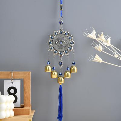 Evil Eyes Wind Chimes Resin Beads Amulet Lotus Turkish Blue Eye Tassel Wind Music Bell Mascot Home Wall Garden Hanging Decor