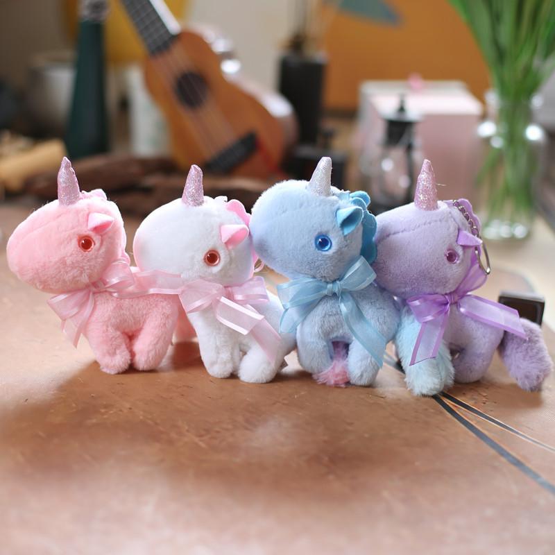 Cute And Cuddly Unicorn Plush Keychain Fluffy Pony Bag Accessory Key Holder