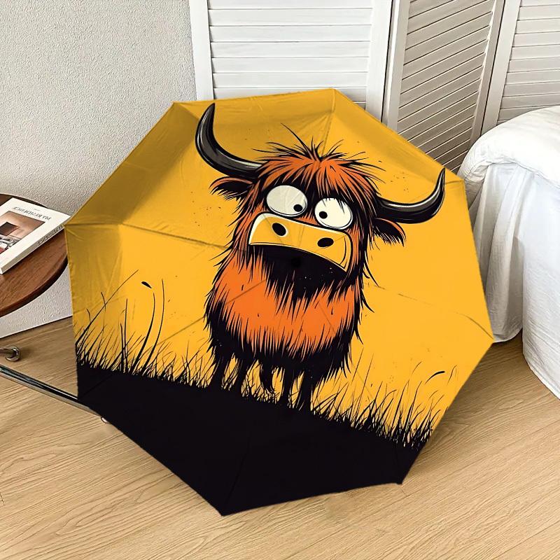 Adorable Highland Cow Print Umbrella - Auto Open/Closed, Outdoor Gear, Travel Accessory, Lightweight & Durable 176