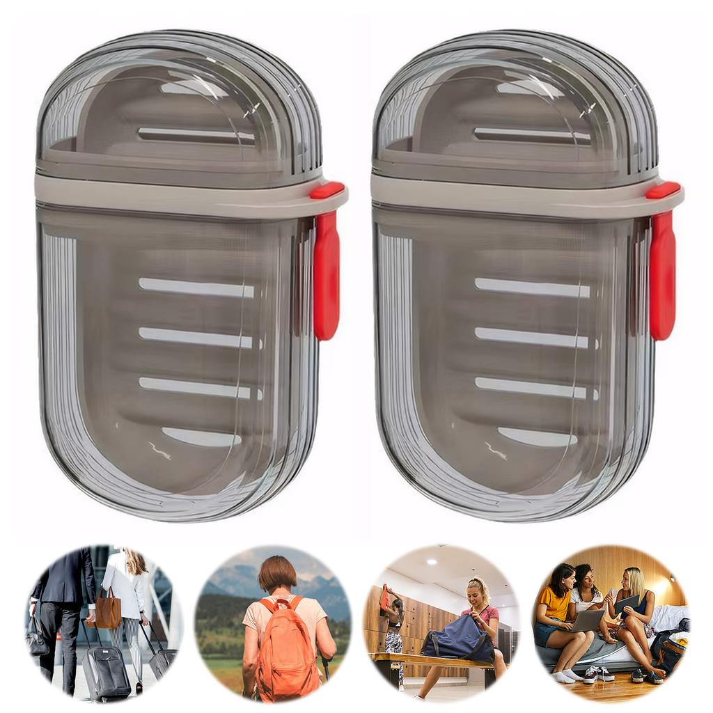 2Pcs Portable Soap Tray Leakproof Travel Soap Box IPX4 Waterproof Plastic Sealing Soap Box Bathroom Camping Traveling Supplies