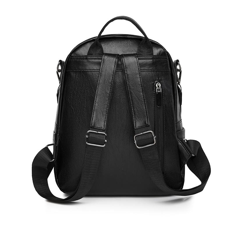 Leather Backpack Women's Zipper Bag Small Backpack