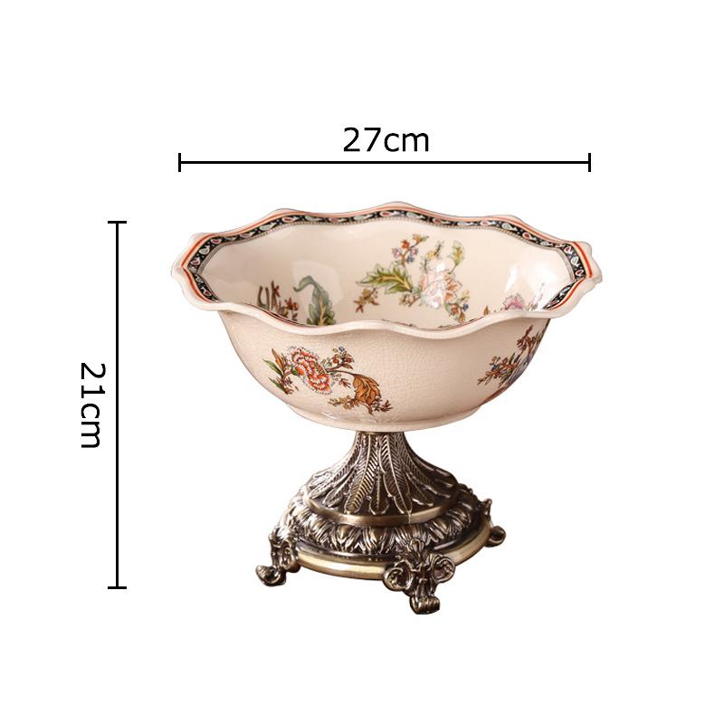 Floral Pattern Fruit Bowl Storage Trays Dessert Plate High Footed Fruits Plate Living Room Coffee Table Household Fruit Tray