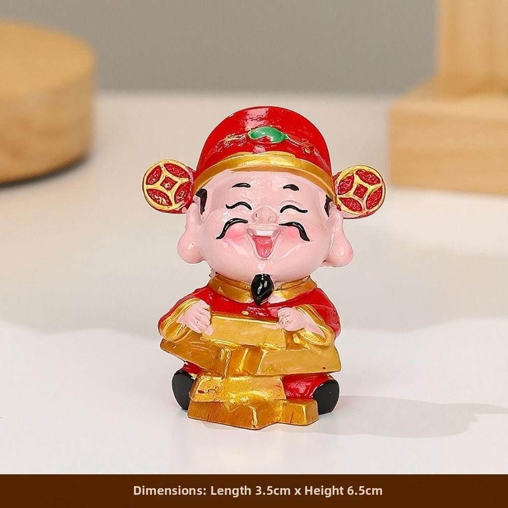 Rote Mini-Gott des Reichtums Figur Maskottchen-Stil Harzmaterial Harz-Maskottchen-Verzierungen Reichtums-Maskottchen Glücks-Accessoires