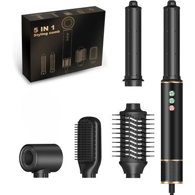 5-in-1 Hair Styler & Dryer, 110,000 RPM Ionic, Auto-Wrap Curling Barrels (L/R), Oval Volumizer & Straightening Brush, 3 Heat/3 Speed, Quick-Lock