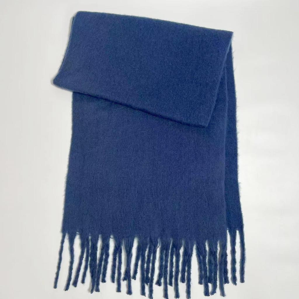 Versatile mohair solid color scarf women's winter thickening simple warmth enlarged shawl scarf