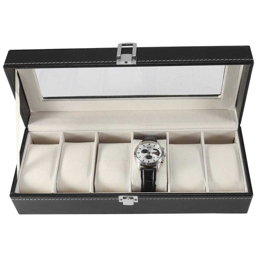 Removable Cushions Watch Display Case 6 Slots Watch Collection Case Jewelry Organizer  Travel