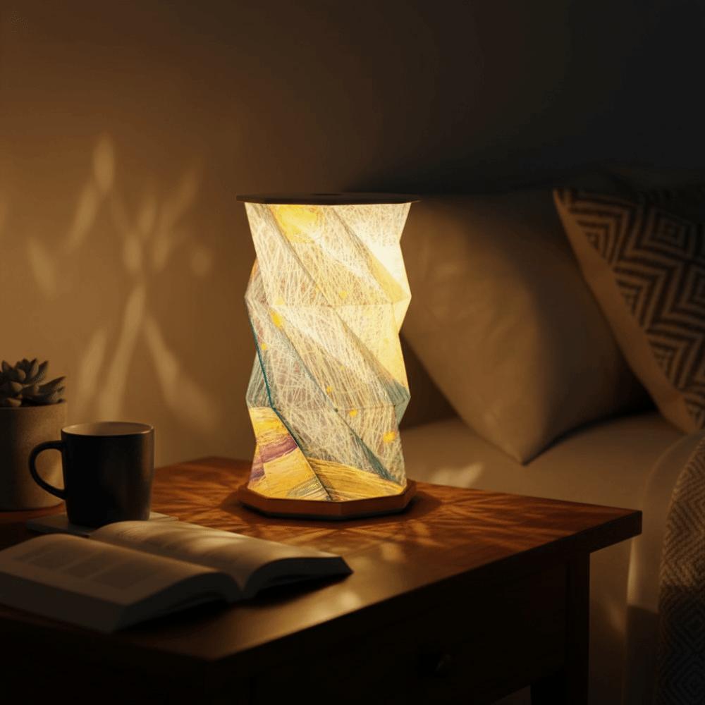 Portable Design Folding Paper Light Starry Sky Pattern Origami Lamp Led Table Lamp  Reading Light