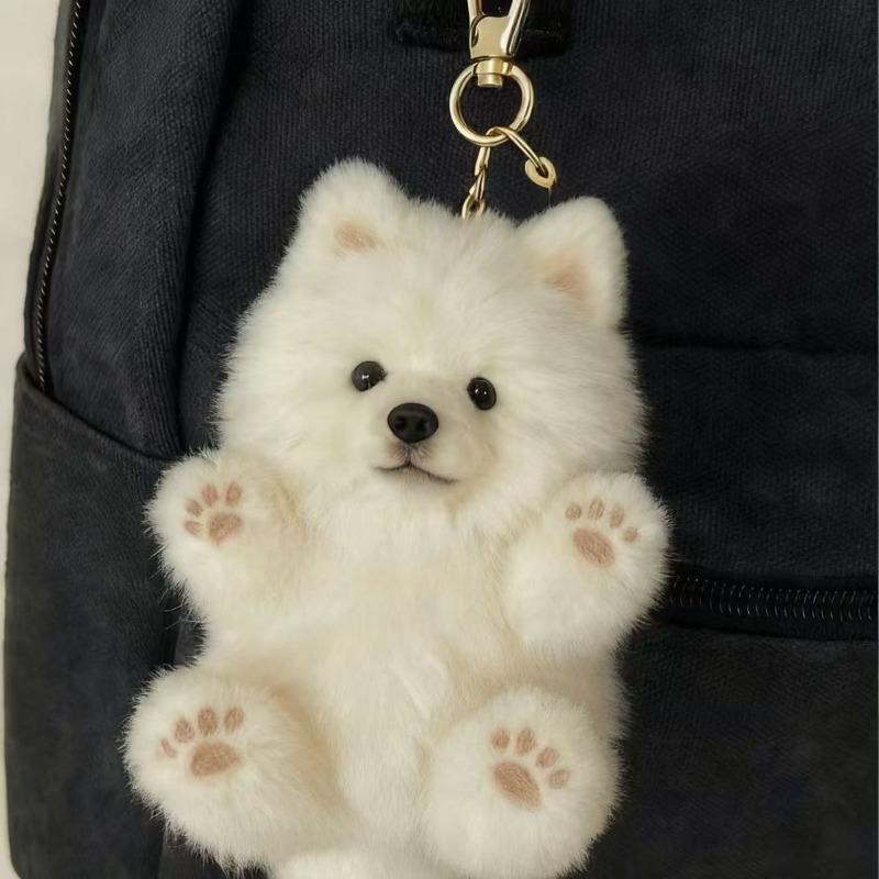 Cute Smiling Samoyed Pet-shaped Plush Keychain Can Be Hung on Bags and Keys, a Little Gift for Valentine's Day and Birthdays Gift