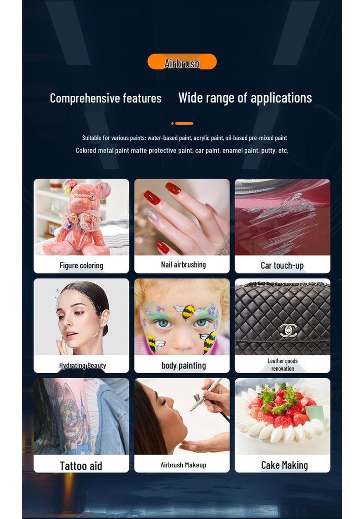 Rechargeable Handheld Airbrush for Model, Nail Art & Baking - Lithium Battery Powered Acrylic Paint Spray Gun