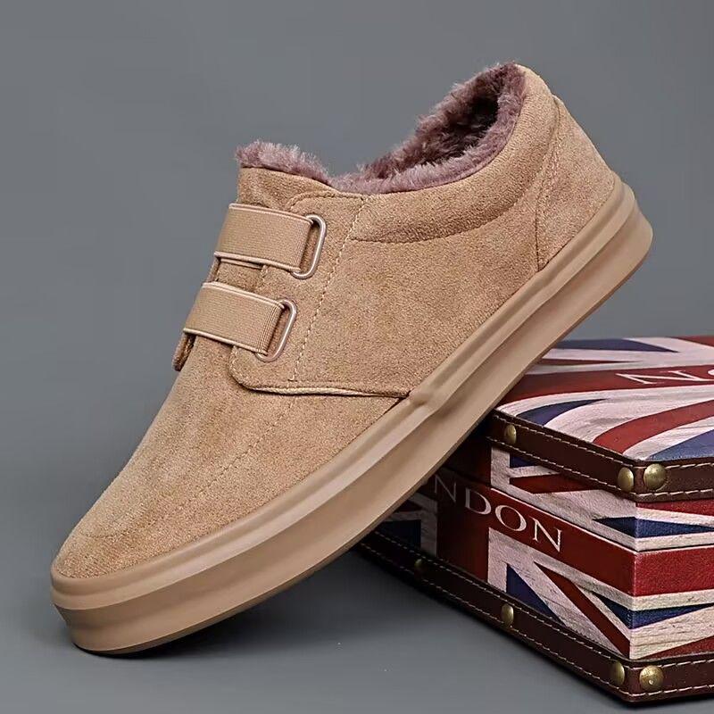 

Мужские черные замшевые парусиновые лоферы слипоны на флисовой подкладке - Теплые, дышащие, зимняя обувь 38