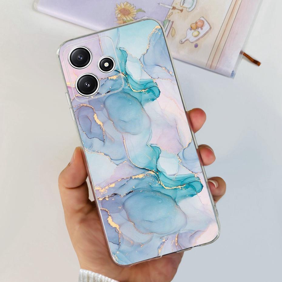 Cute Flower Cat Painted Case For Xiaomi Redmi 12 5G 2023 Soft Silicone TPU Back Cover For Redmi12 5G Global Phone Bumper