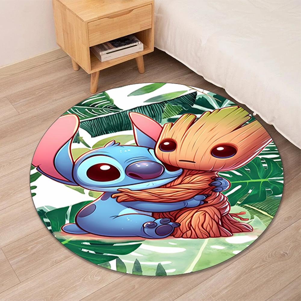 Stitch Printed Round Rug Carpet Chair Rug Area Rug Entryway Doormats,for Office Chair Living Room Bedroom Kitchen Room.