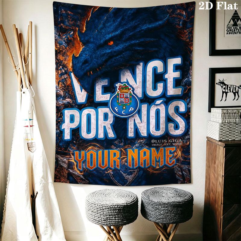 Custom Fc Porto Wall Hanging Printed Fabric Blanket Decorative Tapestries for Bedroom Living Room Home Decor