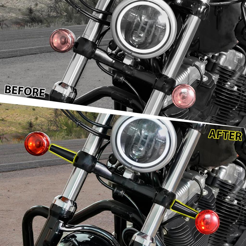 Front Turn Signal Mounts Relocation Kit for Sportsters (2PCS) | Black Turn Signal Indicator Relocation for Harley Dyna FXR Accessories, with Mount