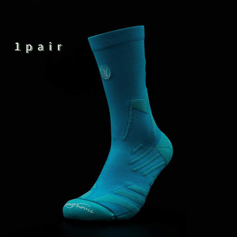 

Размер 39-44, тренировочные носки для боевых действий, толстые нескользящие однотонные баскетбольные носки с длинным полотенцем, элитные носки One-size синий