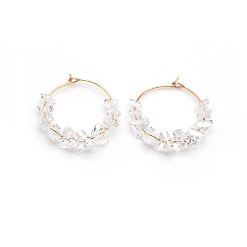 Simple Temperament Crystal Circle Earrings, Fashionable Design Sense Niche Earrings Women