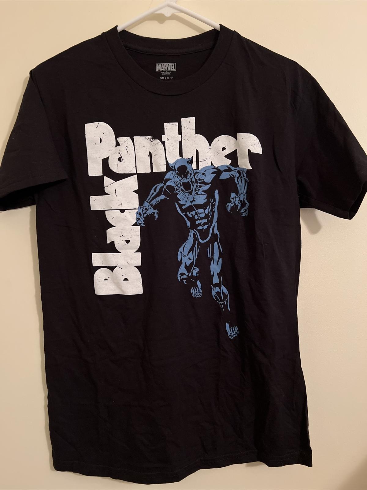 Marvel Black Panther T-Shirt Black Blue Mens Size S Short Sleeve Graphic Tee S