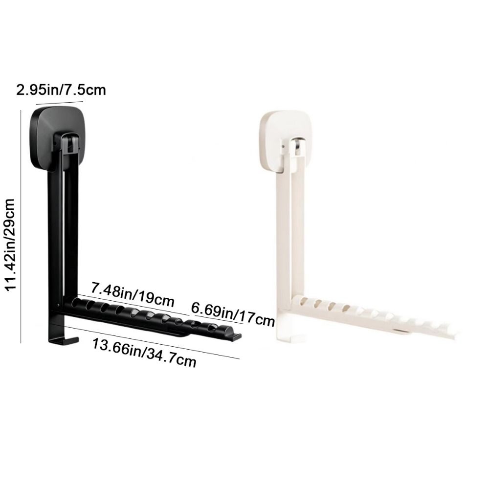 2 Pieces No-drill Installation Suction Cup Clothes Hanger Adjustable Length Laundry Rack  for Home