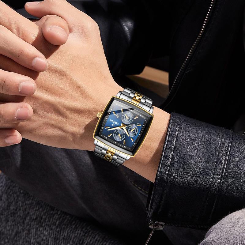 Men's Luxury Quartz Watch: Waterproof, Calendar, Luminous with Stainless Steel Band