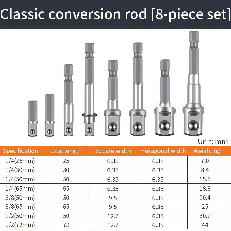 Internal Hexagonal Handle Universal Drill Bit Screwdriver Impact Socket Adapter Drill Bit Kit 1/4 "3/8" 1/2 "Hexagonal Handle