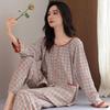 Sweet princess style soft cotton pajamas women's spring and autumn new pullover small floral mother long sleeve loose loungewear