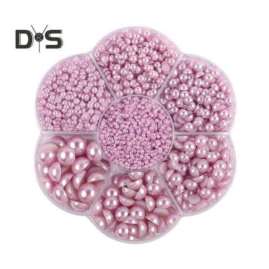 5600 Pcs Half Round Faux Pearls Flat Back Beads Bulk with Storage Box Assorted Sizes Fake Pearl Beads for Crafting DIY Nail Art Phone Decoration