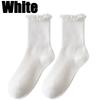 5pairs Korean Lolita JK Ruffle Cotton Socks for Women Middle Tube Ankle Soft Breathable Hosiery Black White Autumn Kawaii Socks