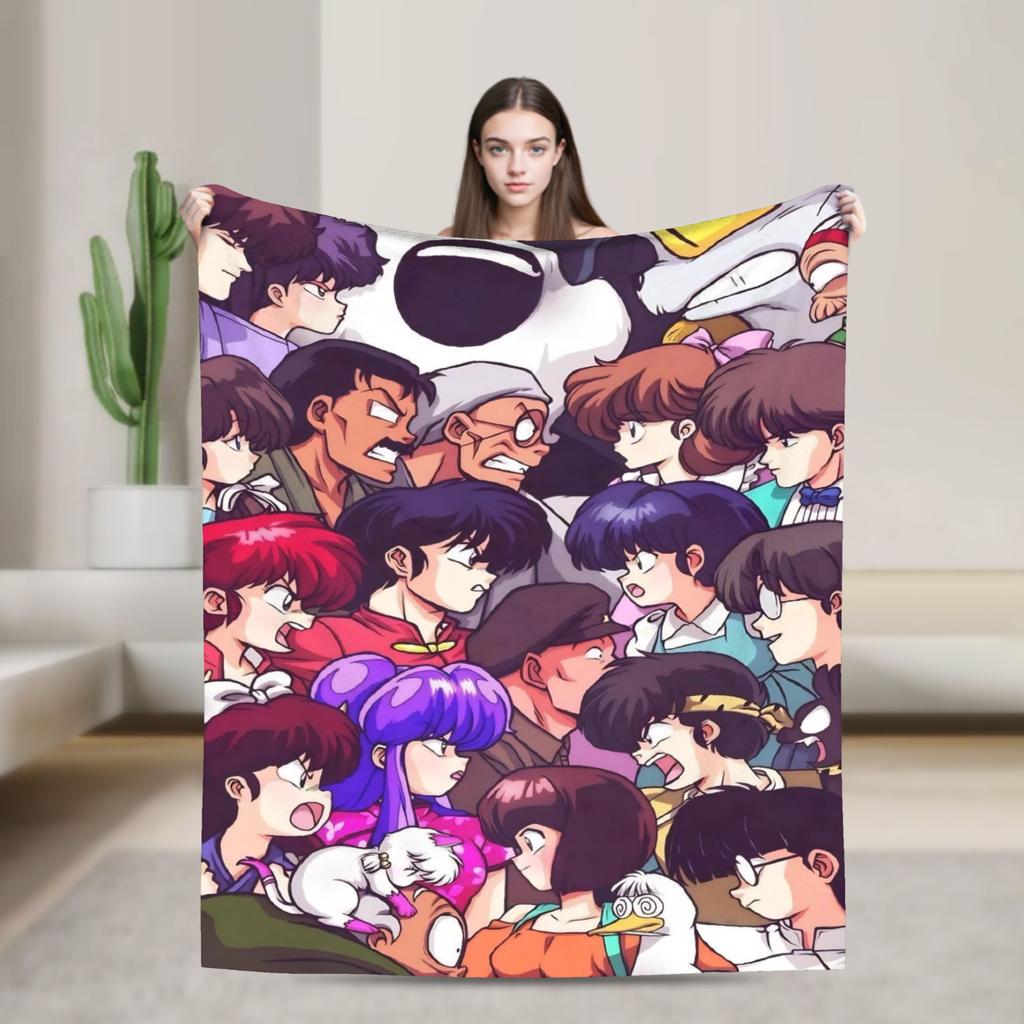 P-Chan Ranma 1/2 Manga Blankets Comedy Flannel Novelty Soft Throw Blanket for Bedding Lounge Autumn/Winter