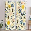 2pc Honeycomb bees and daisy print curtains, polyester fabric, machine washable, suitable for bedroom and living room decoration