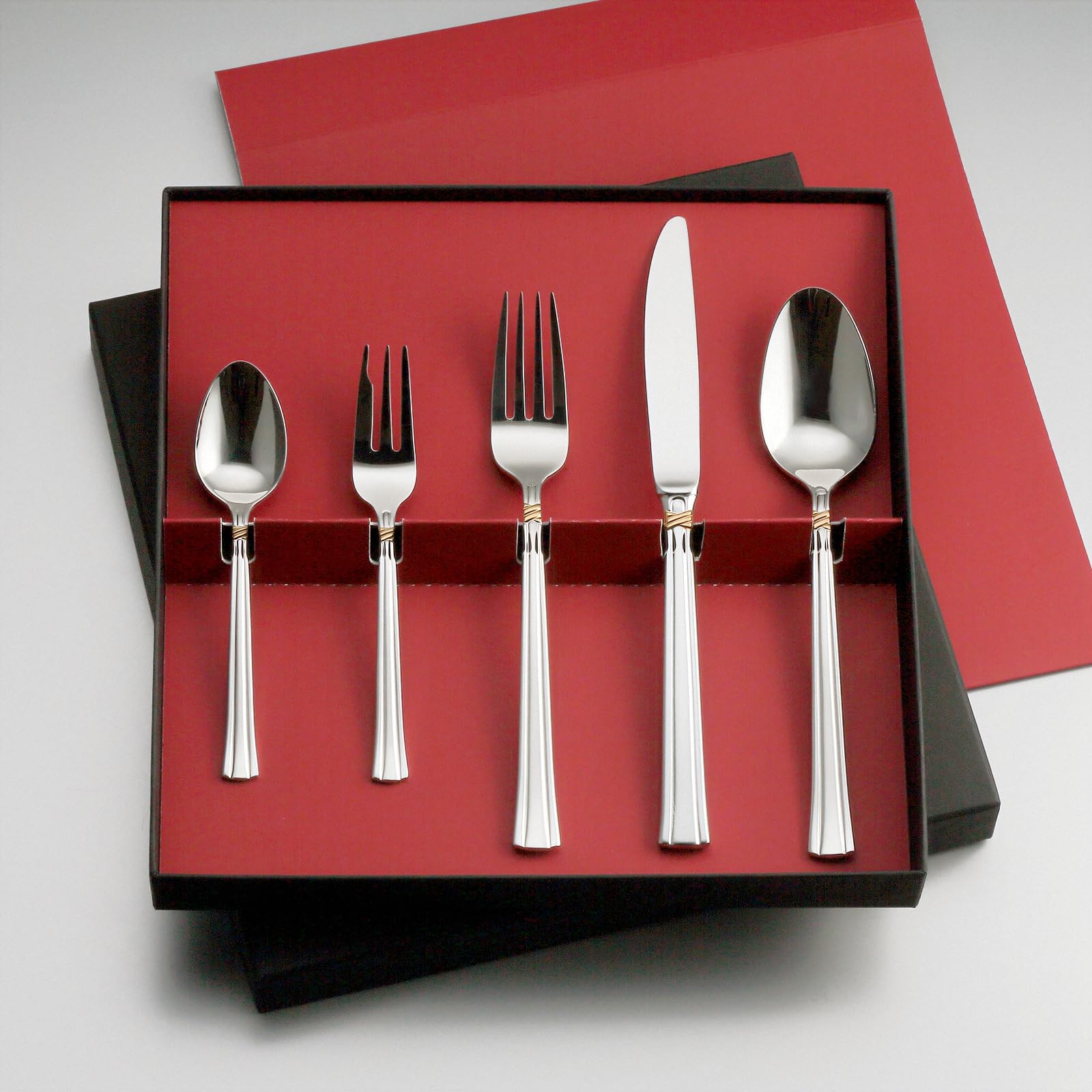 

Lucky Wood 5-Piece Cutlery Set, Emerald Gold, Personal Set, Made in Japan, Tsubame-Sanjo, Gift Wrapping Available