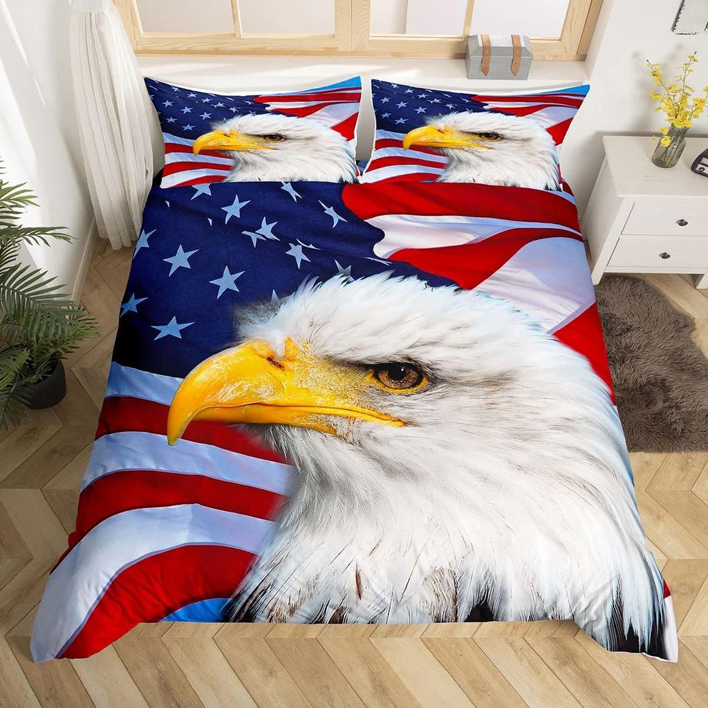 Adler Muster 3D Digitaldruck Quilt Set Dreiteiliges Bettwäscheset