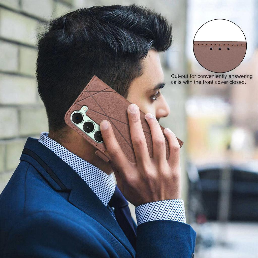 For TECNO Spark 40 Pro+ 4G Case BINFEN COLOR BF35 Geometry Imprint Leather Phone Cover RFID Blocking Wallet Stand