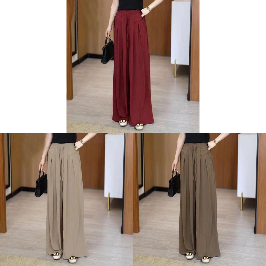 Relaxed Womens Wide Leg Pants With High Waist And Irregular Hem For Casual Spring Wear