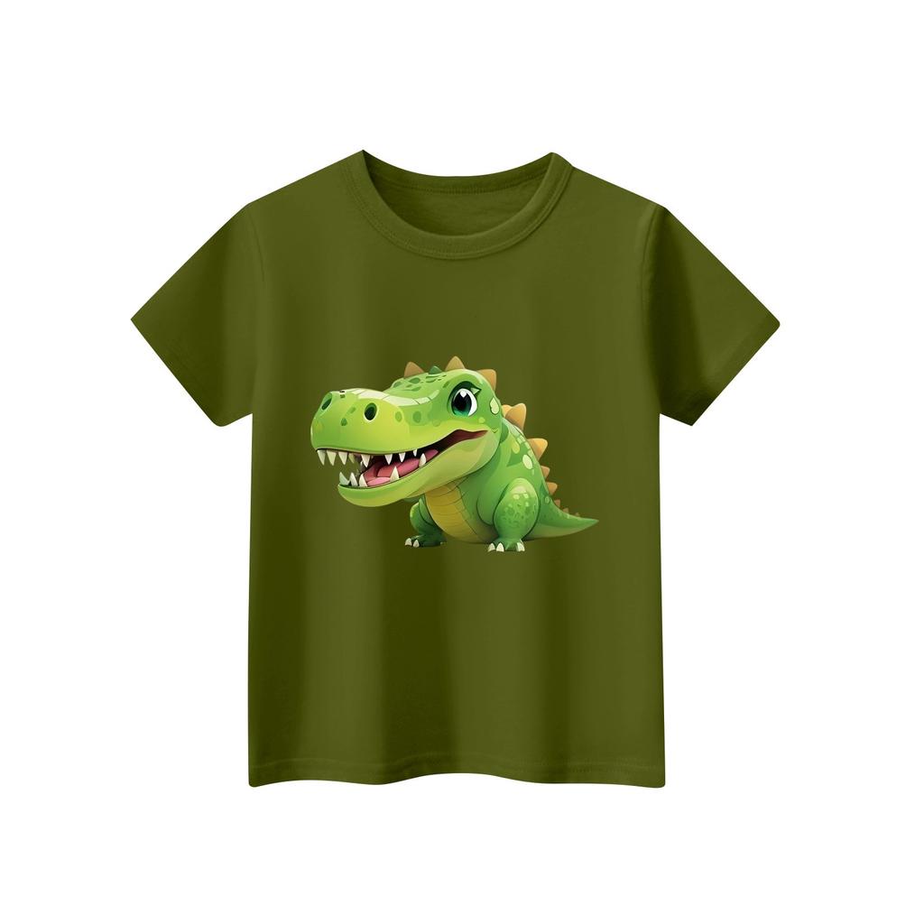 Kinder T-shirt met korte mouwen en halslijn, dierenprint, casual top voor elke dag.
