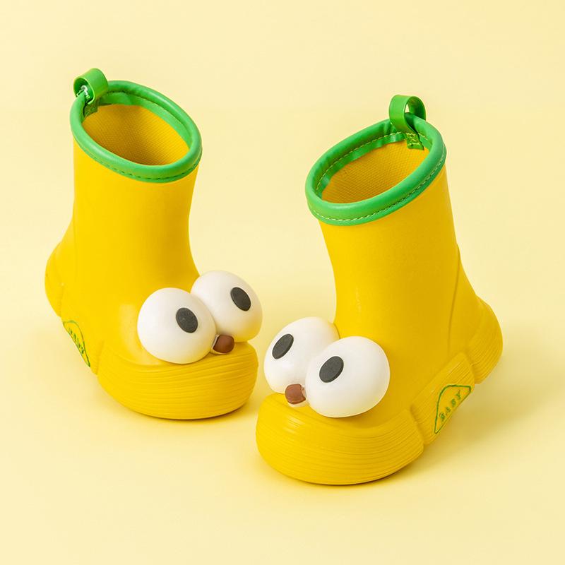 Cute Big Eyes Parent-Child Cartoon Rain Boots for Girls Outdoor Wear Student Kids Water Shoes Non-Slip Waterproof Rainy Day Rubber Shoes