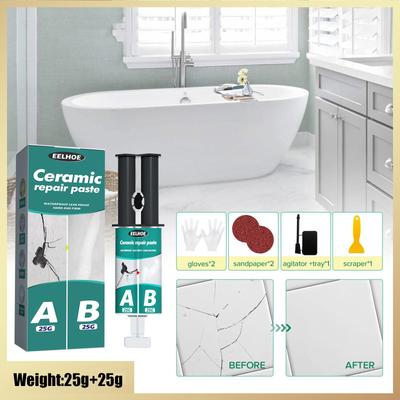 Tile Repair Paste Repair AB Glue Set Ceramic Crack Repairing AdhesiveT.1 Agent T4S6