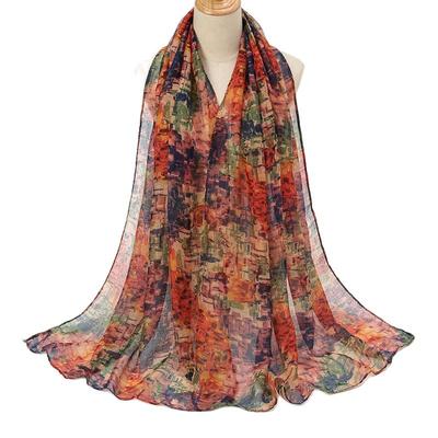 Spring Fashion Oil Painting Floral Viscose Scarf Lady Print Voile Shawls and Wraps Pashmina Foulards Muslim Hijab 180*72Cm