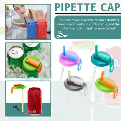 Sodas Can Lid With Silicone Straw, Reusable, Suitable For Canned Beverages