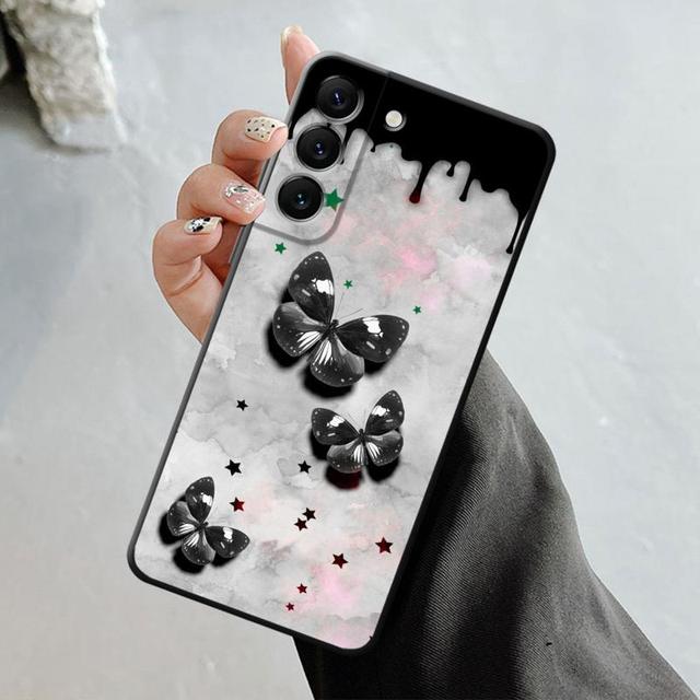 Shell For Samsung Galaxy S23 S22 S21 S20 Fe Ultra S10 S9 S8 Plus Note 20ultra 10plus Case Bling Aesthetic Butterfly Rose Art