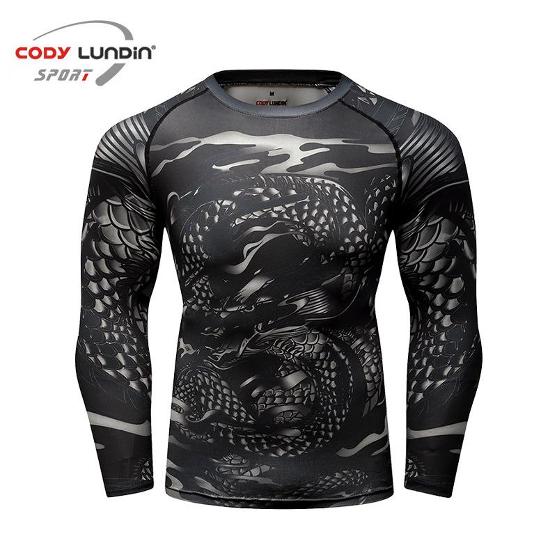 Men's Long Sleeve Elastic Compression Shirt - Anti-Abrasion Jiu-Jitsu Training Body Shaper