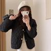 Women's Autumn Winter O Neck Long Sleeve Button Big Pocket Short Warm Parka Chic Jacket