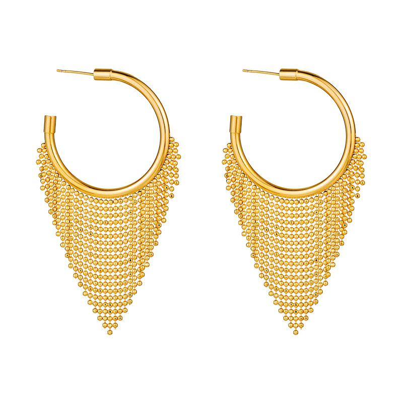High-End European & American C-Shaped Tassel Hoop Earrings