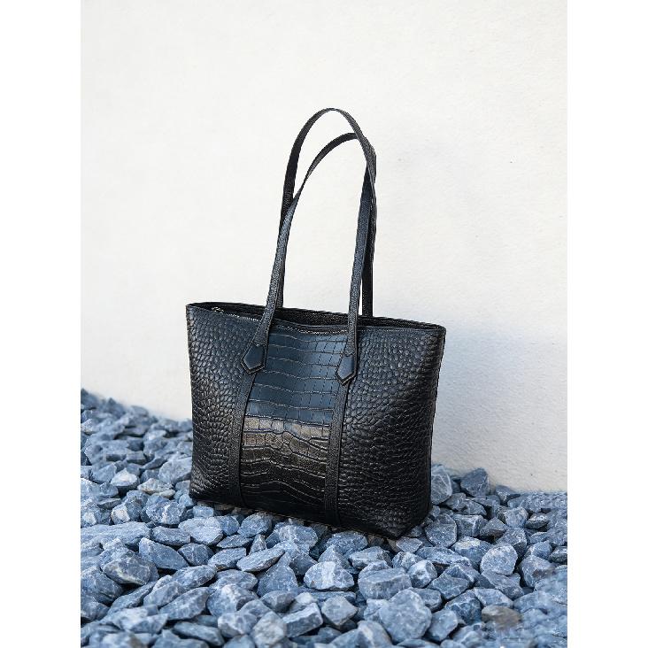 Genuine Leather Crocodile Pattern Bag Large Capacity Women's New Versatile Casual Shoulder Bag High-End Tote Bag