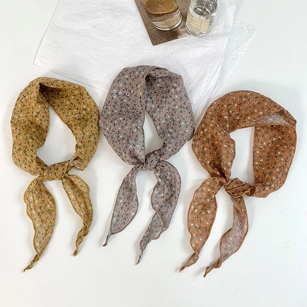 Soft Flower Print Neckerchief Adjustable Hair Scarf Breathable Headwear for Spring Summer Outfit Hair Styling Bandana