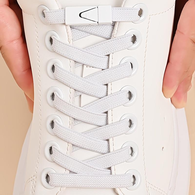 1 Pair 8mm No Tie ShoeLaces Press Lock Shoe laces Without Ties Elastic Laces Sneaker Kids Adult Widened Flat Shoelace for Shoes