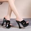 Fashion Sexy 14cm Heel Waterproof Platform Open Toe Sandals for Night Club/Model Show/Banquet Event Ultra High Heels Women's Party Shoes