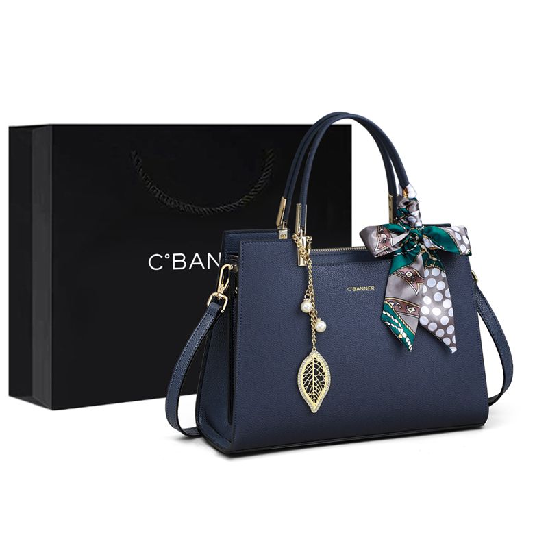C°BANNER Cow Leather Shoulder Bag, Crossbody Bag Regular Women's Blue/White WQ107C41HA