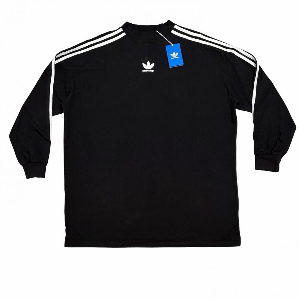 BALENCIAGA Men's Size 1 Adidas collaboration long-sleeved T-Shirt Black Model 728789